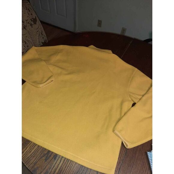 Mens Large Van Heusen Sweater Fleece Yellow 1/4 Zip Heavy Weight Pullover Shirt - Picture 3 of 3